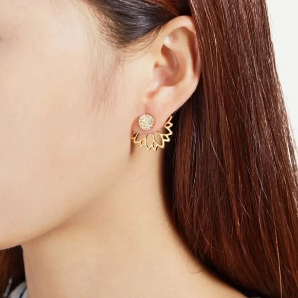 NEW! Gold Lotus Flower Cuff Earrings/ Earring Jackets - Picture 6 of 9